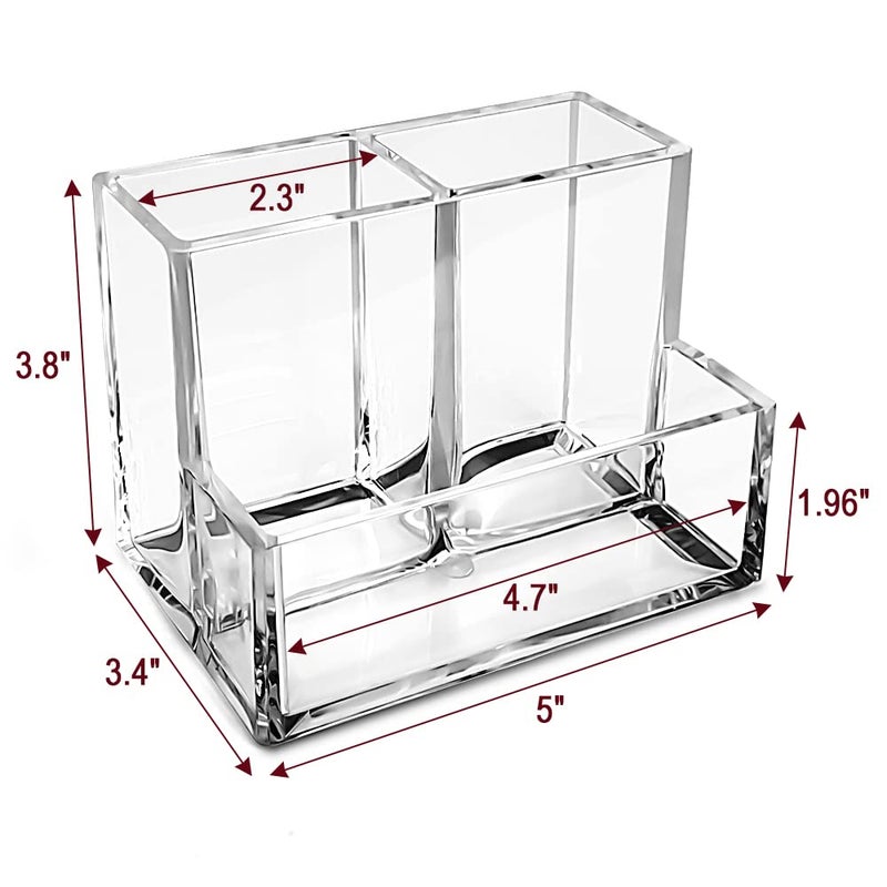 KiDEPOCH Pen Holder, Clear Acrylic Pen Holder for Desk, Makeup Brush Storage Organizer, Modern Desk Organizer for School, Home and Office. - Image 2